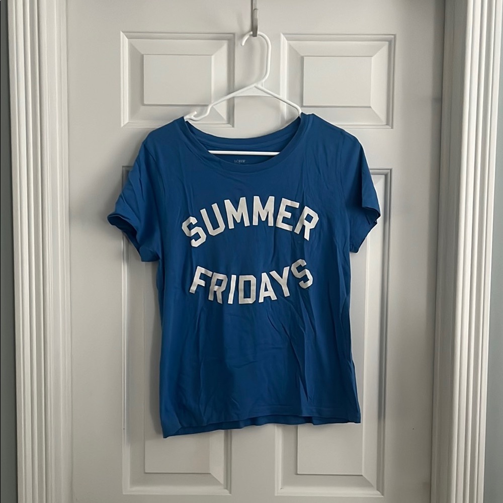 J. Crew Summer Fridays Blue Collector Tee size medium